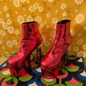 Dolls Kill Size 10 Pink Platform Boot 6” Confetti